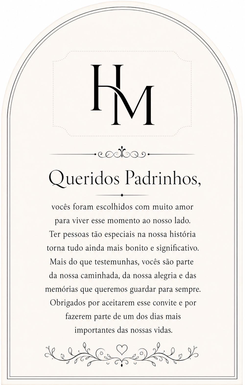 Mensagem aos padrinhos
